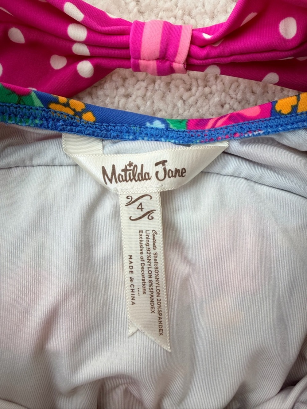 Matilda Jane Blue Floral One-Piece Swimsuit with Pink Ruffles - Picture 9 of 9